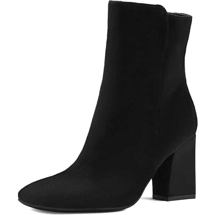 Damen Wildleder Stiefelette mit Blockabsatz für Herbst-Schwarz-36-Luzern Mode