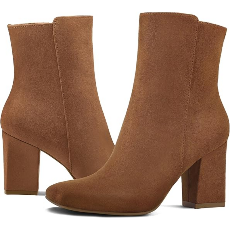 Damen Wildleder Stiefelette mit Blockabsatz für Herbst-Luzern Mode