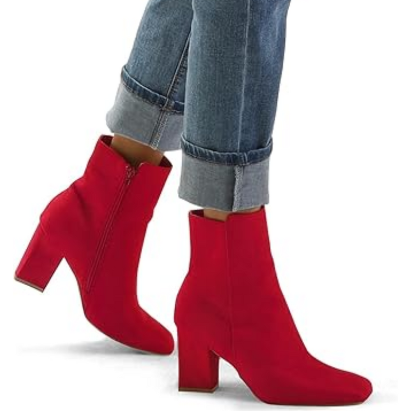 Damen Wildleder Stiefelette mit Blockabsatz für Herbst-Luzern Mode