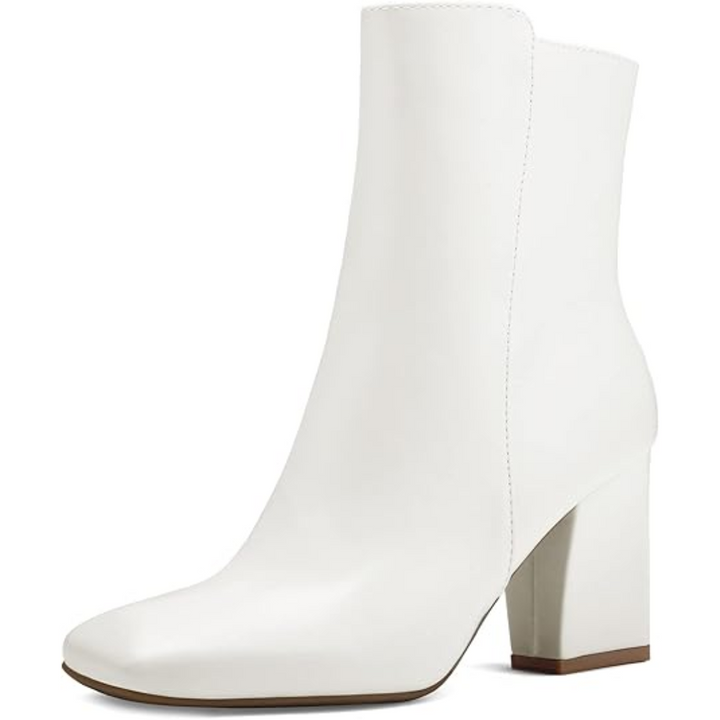 Damen Wildleder Stiefelette mit Blockabsatz für Herbst-Weiß PU-36-Luzern Mode