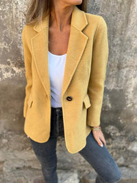 Eleganter Damenblazer für Business und Freizeit Outfits-Gelb-S-Luzern Mode