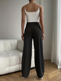 Damen Elegante Plissee-Hose mit Hohem Bund für Büro-Luzern Mode