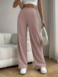 Damen Elegante Plissee-Hose mit Hohem Bund für Büro-Rosa-XS-Luzern Mode