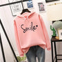 Damen Hoodie mit "Smile" Print und Kapuze - Lässiger Stil-Rosa-S-Luzern Mode