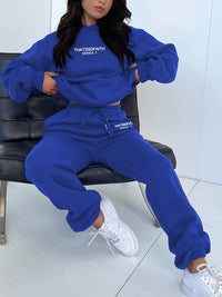 Damen Jogginganzug Hoodie und Jogger Set für Freizeit-Blau-S-Luzern Mode