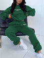 Damen Jogginganzug Hoodie und Jogger Set für Freizeit-Dunkelgrün-S-Luzern Mode