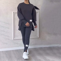 Damen Sweatshirt und Leggings Set - Bequemes Freizeitoutfit-Dunkelgrau-S-Luzern Mode