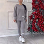 Damen Sweatshirt und Leggings Set - Bequemes Freizeitoutfit-Grau-S-Luzern Mode