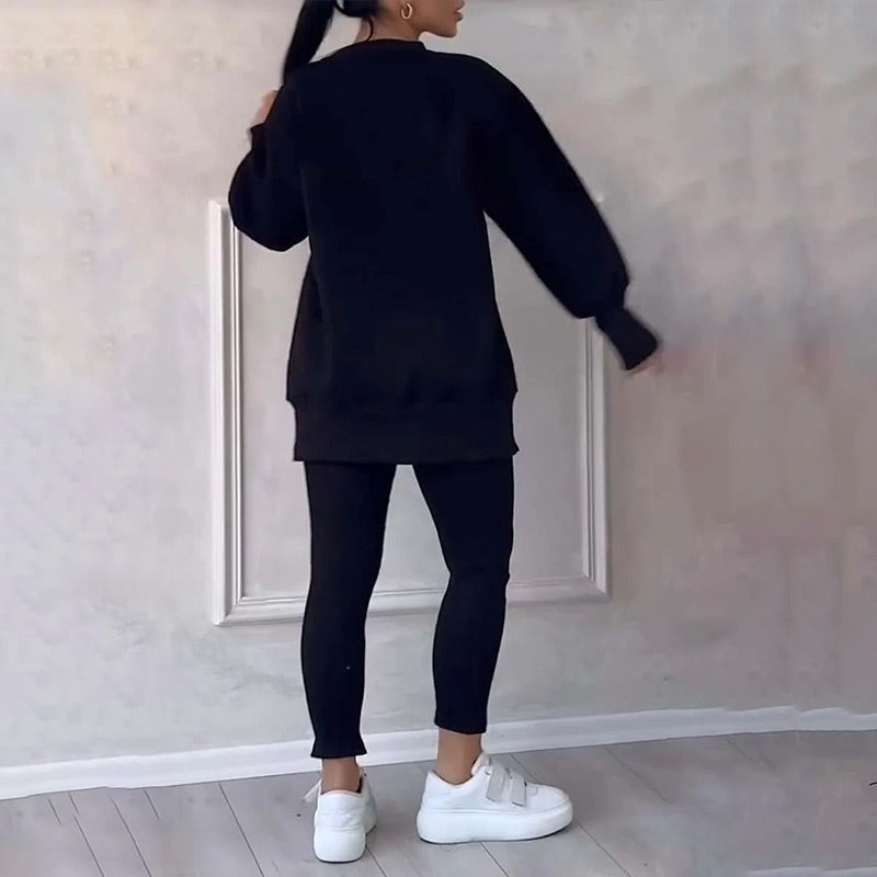 Damen Sweatshirt und Leggings Set - Bequemes Freizeitoutfit-Luzern Mode