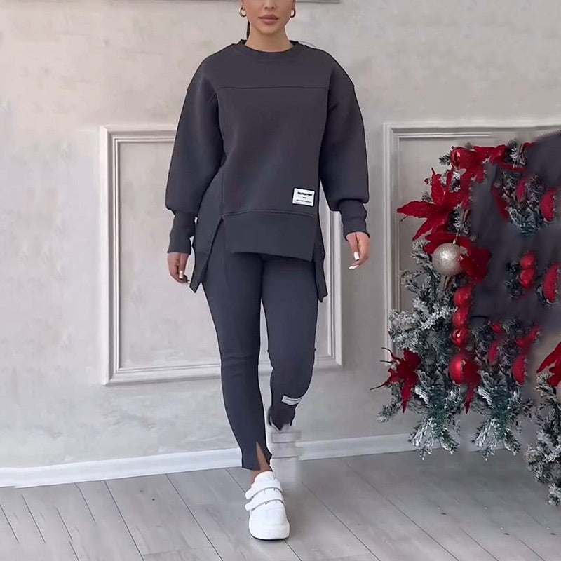 Damen Sweatshirt und Leggings Set - Bequemes Freizeitoutfit-Luzern Mode