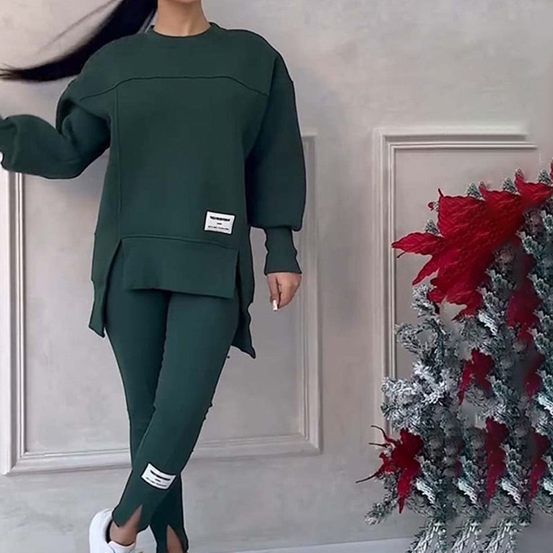 Damen Sweatshirt und Leggings Set - Bequemes Freizeitoutfit-Luzern Mode