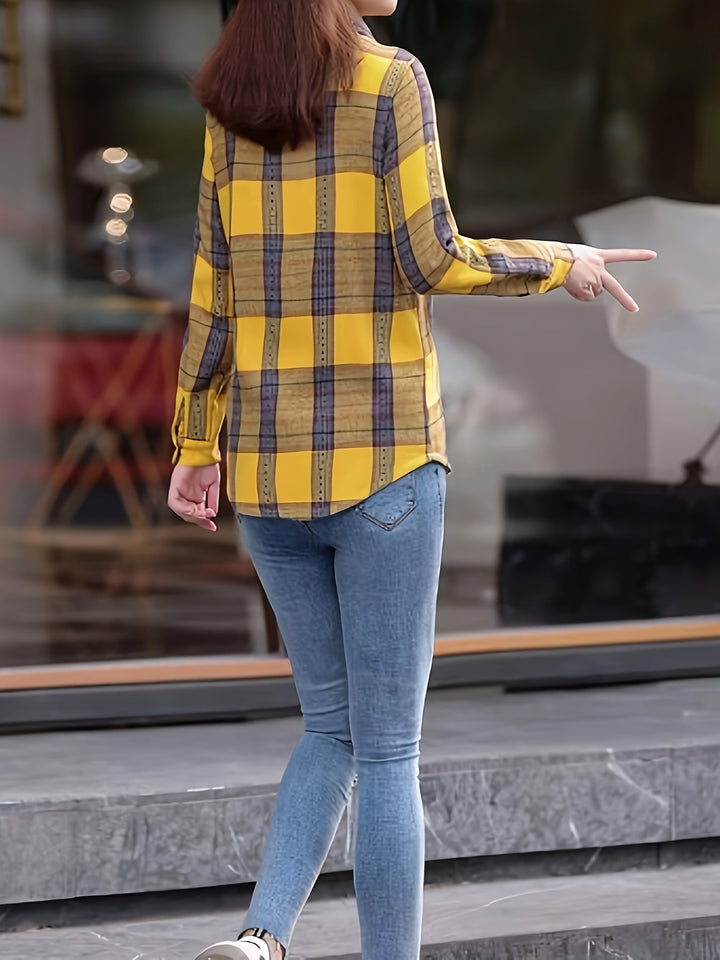 Damen Karohemd Langarm Freizeitmode für Herbst Winter-Luzern Mode