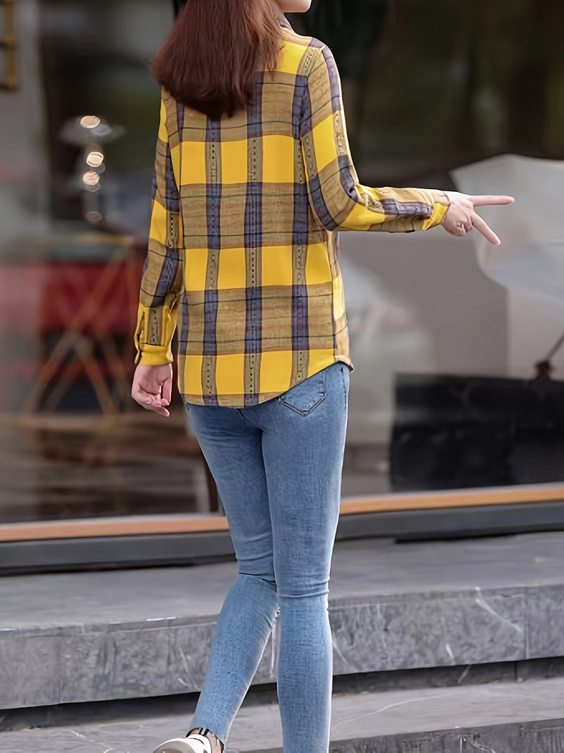 Damen Karohemd Langarm Freizeitmode für Herbst Winter-Luzern Mode