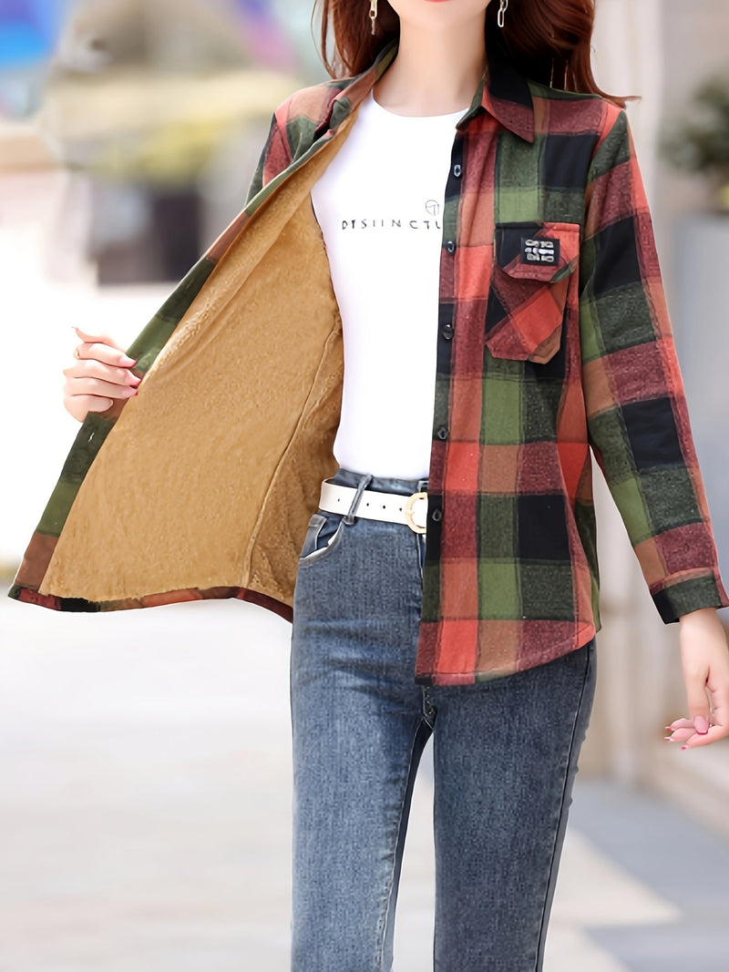 Damen Karohemd Langarm Freizeitmode für Herbst Winter-Luzern Mode