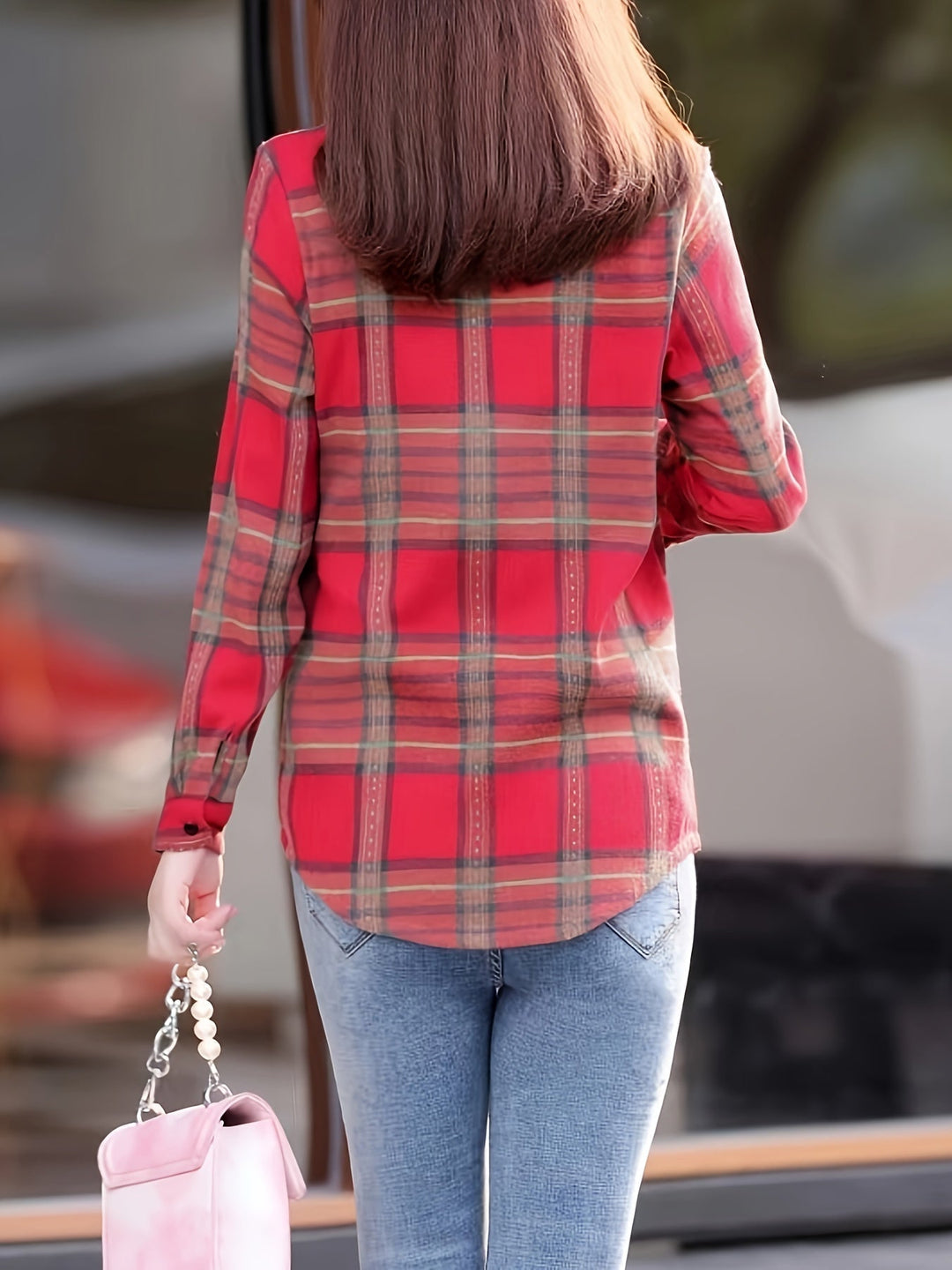 Damen Karohemd Langarm Freizeitmode für Herbst Winter-Luzern Mode