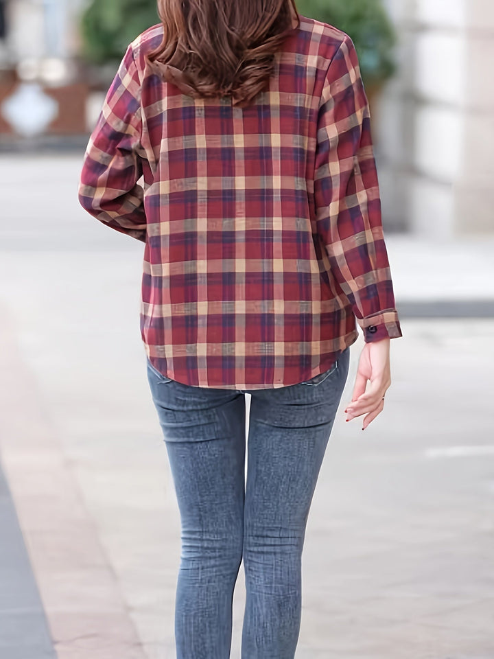 Damen Karohemd Langarm Freizeitmode für Herbst Winter-Luzern Mode