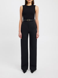 Ärmelloser Damen-Jumpsuit mit Gürtel und weitem Bein-Luzern Mode