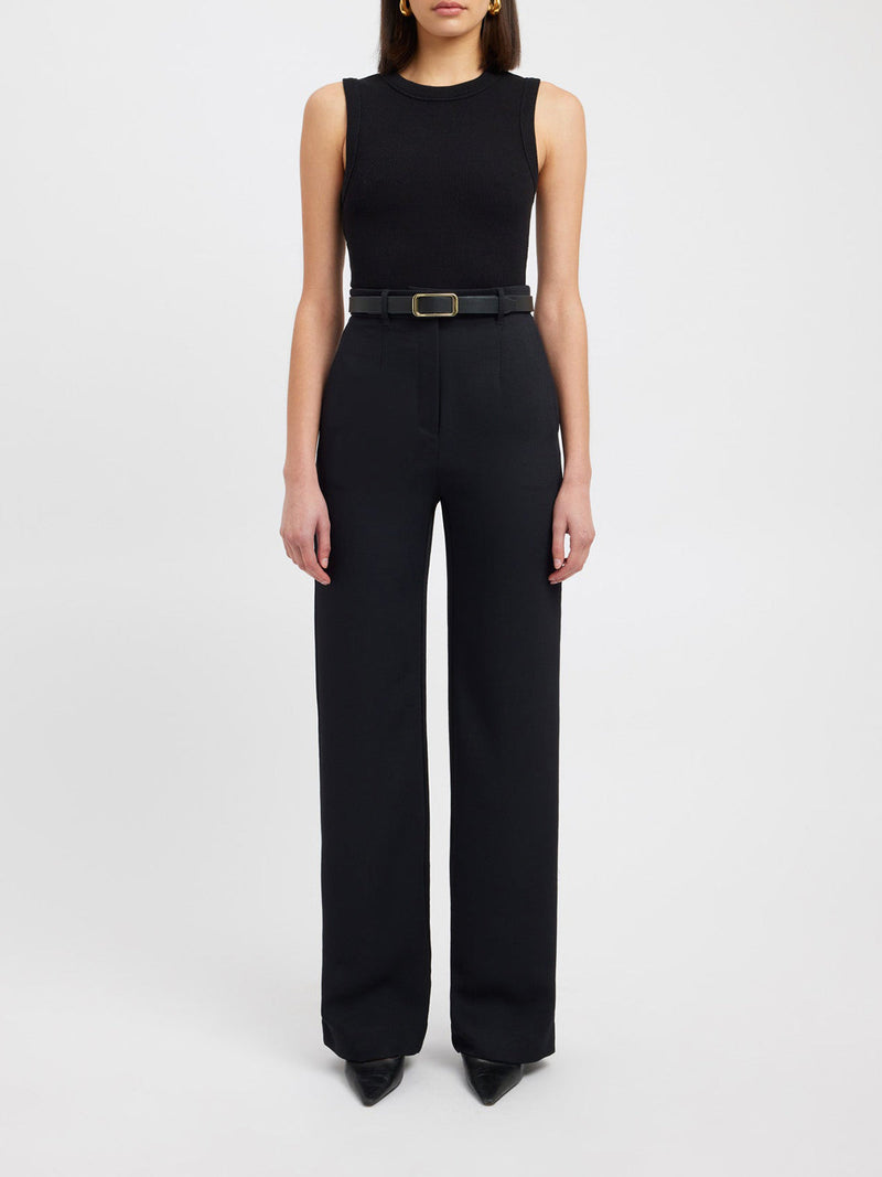 Ärmelloser Damen-Jumpsuit mit Gürtel und weitem Bein-Luzern Mode