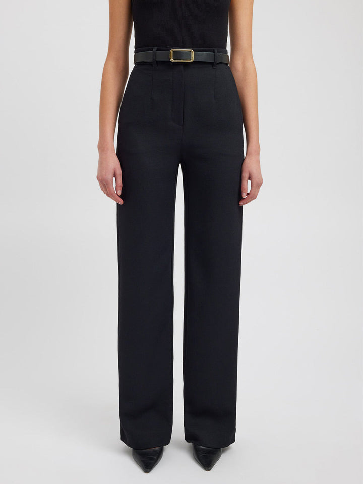 Ärmelloser Damen-Jumpsuit mit Gürtel und weitem Bein-Schwarz-XS-Luzern Mode