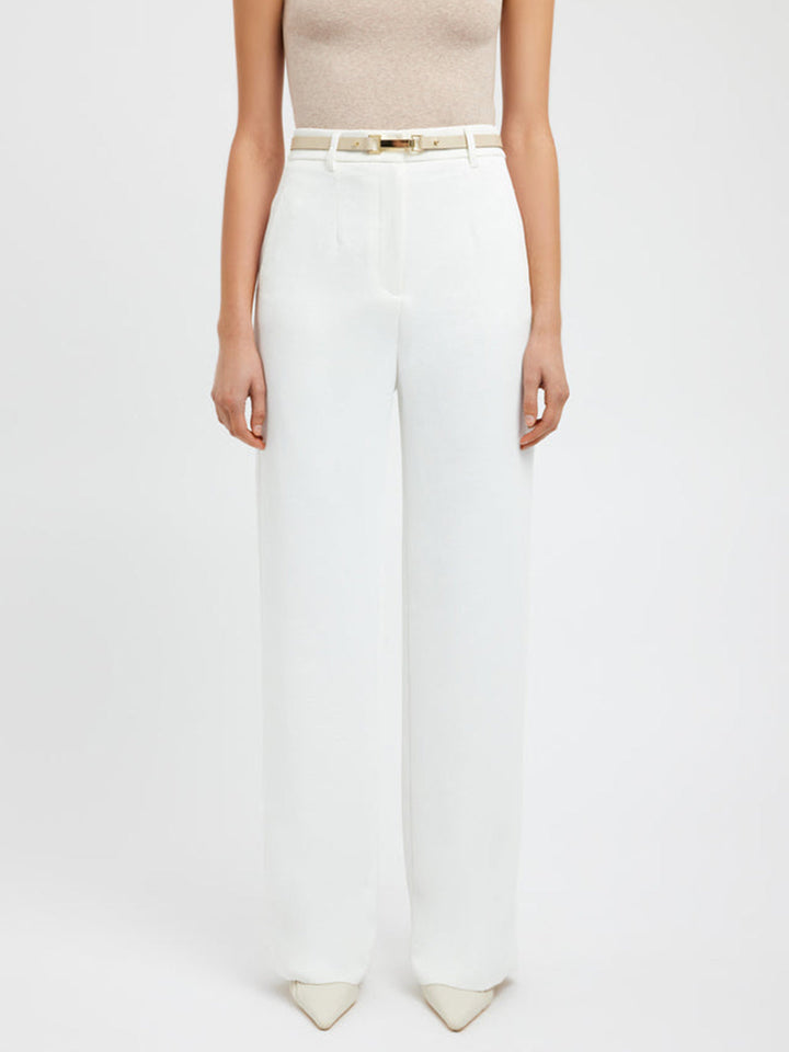 Ärmelloser Damen-Jumpsuit mit Gürtel und weitem Bein-Weiß-XS-Luzern Mode