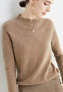 Damen Kaschmirpullover - Weicher Strickpullover Elegant-Braun-M-Luzern Mode