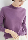 Damen Kaschmirpullover - Weicher Strickpullover Elegant-Dunkellila-M-Luzern Mode