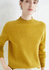Damen Kaschmirpullover - Weicher Strickpullover Elegant-Gelb-M-Luzern Mode
