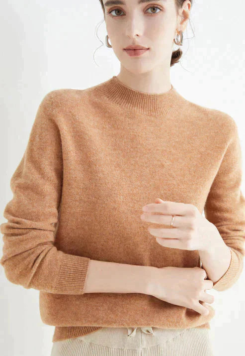 Damen Kaschmirpullover - Weicher Strickpullover Elegant-Hellorange-M-Luzern Mode