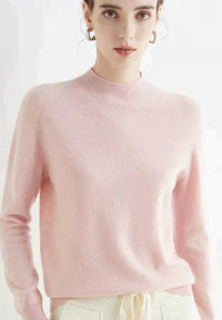 Damen Kaschmirpullover - Weicher Strickpullover Elegant-Rosa-M-Luzern Mode