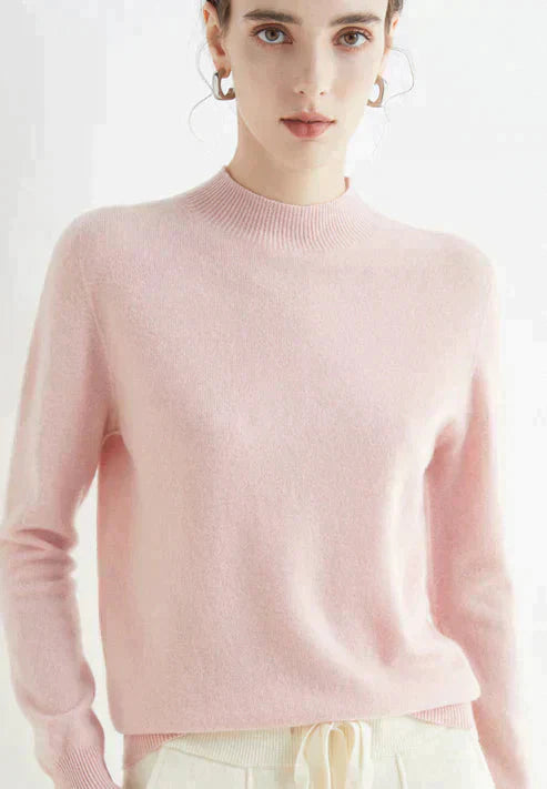 Damen Kaschmirpullover - Weicher Strickpullover Elegant-Rosa-M-Luzern Mode