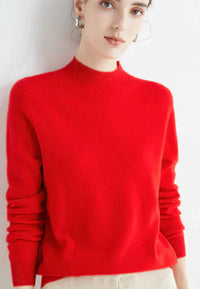 Damen Kaschmirpullover - Weicher Strickpullover Elegant-Rot-M-Luzern Mode