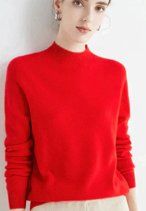 Damen Kaschmirpullover - Weicher Strickpullover Elegant-Rot-M-Luzern Mode