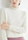 Damen Kaschmirpullover - Weicher Strickpullover Elegant-Weiß-M-Luzern Mode