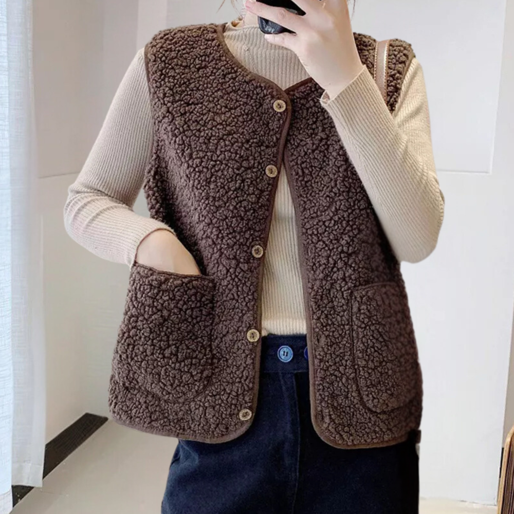 Herren Schafwollweste mit Knöpfen - Wintermode Bestseller-Luzern Mode