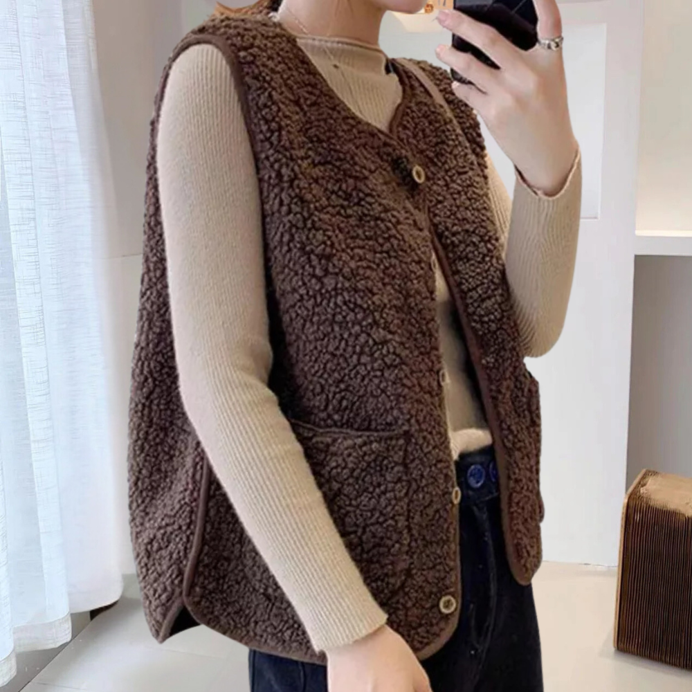 Herren Schafwollweste mit Knöpfen - Wintermode Bestseller-Luzern Mode