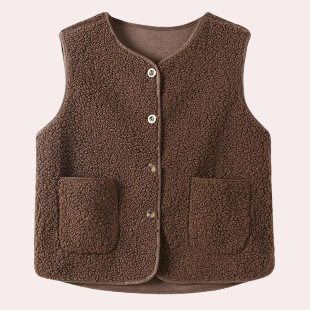 Herren Schafwollweste mit Knöpfen - Wintermode Bestseller-Braun-XS-Luzern Mode