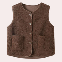Herren Schafwollweste mit Knöpfen - Wintermode Bestseller-Braun-XS-Luzern Mode