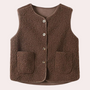 Herren Schafwollweste mit Knöpfen - Wintermode Bestseller-Braun-XS-Luzern Mode