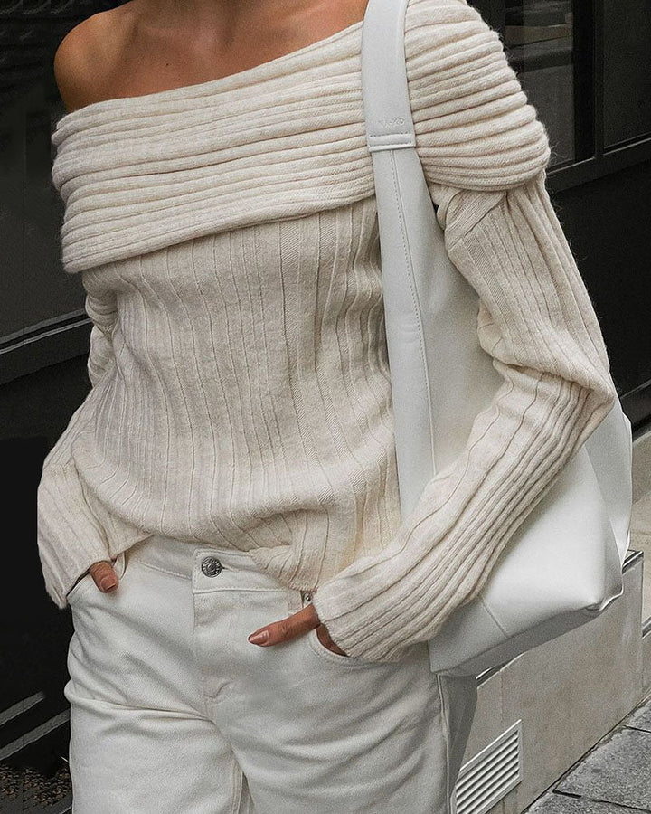 Damen Off-Shoulder Strickpullover für Herbst/Winter-Luzern Mode