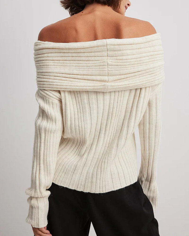 Damen Off-Shoulder Strickpullover für Herbst/Winter-Luzern Mode