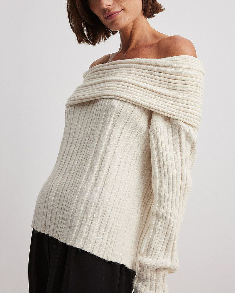Damen Off-Shoulder Strickpullover für Herbst/Winter-Luzern Mode