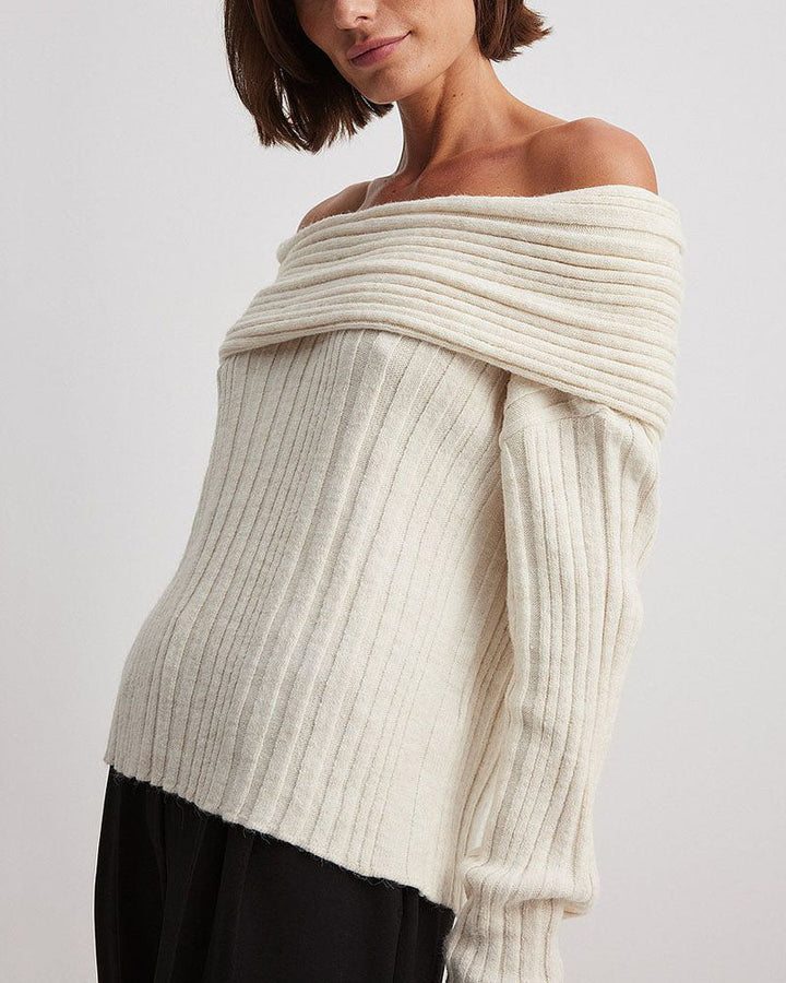 Damen Off-Shoulder Strickpullover für Herbst/Winter-Luzern Mode