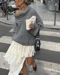 Damen Off-Shoulder Strickpullover für Herbst/Winter-Luzern Mode