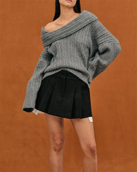 Damen Off-Shoulder Strickpullover für Herbst/Winter-Luzern Mode