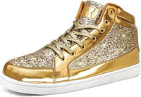 Damen Sneaker High Top Glitzer Freizeitschuhe Modisch-Gold-38-Luzern Mode