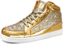 Damen Sneaker High Top Glitzer Freizeitschuhe Modisch-Gold-38-Luzern Mode