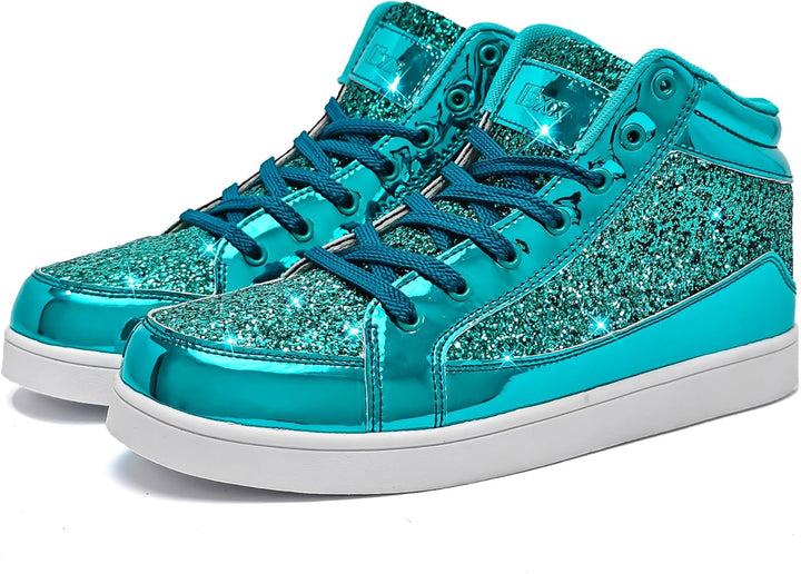Damen Sneaker High Top Glitzer Freizeitschuhe Modisch-Luzern Mode
