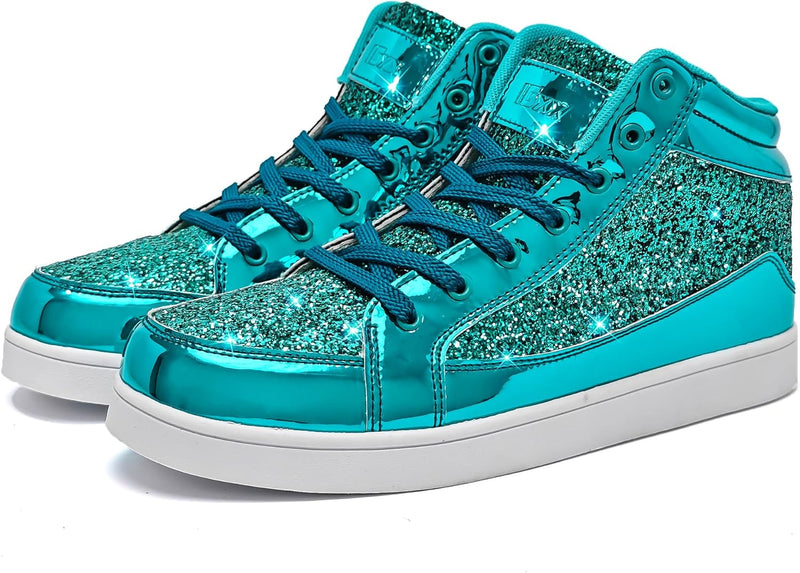 Damen Sneaker High Top Glitzer Freizeitschuhe Modisch-Luzern Mode