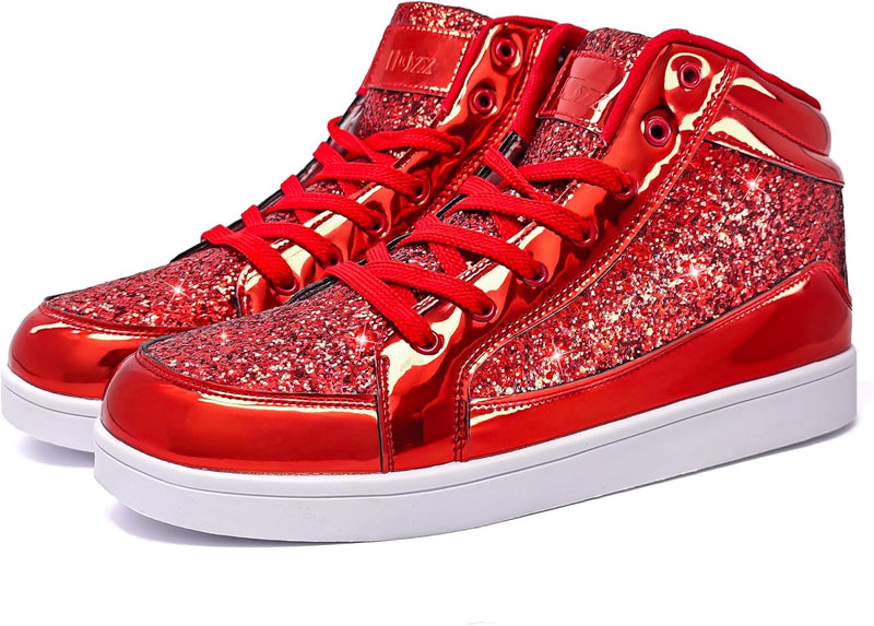 Damen Sneaker High Top Glitzer Freizeitschuhe Modisch-Luzern Mode
