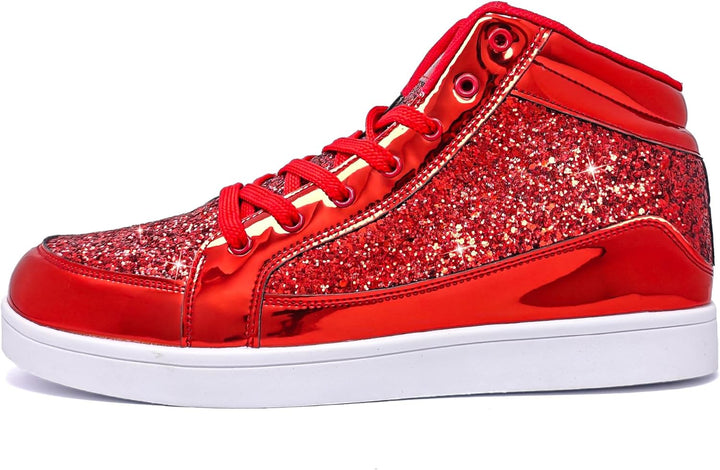 Damen Sneaker High Top Glitzer Freizeitschuhe Modisch-Luzern Mode